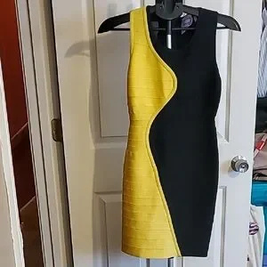 herve leger black and gold dress Herve Leger